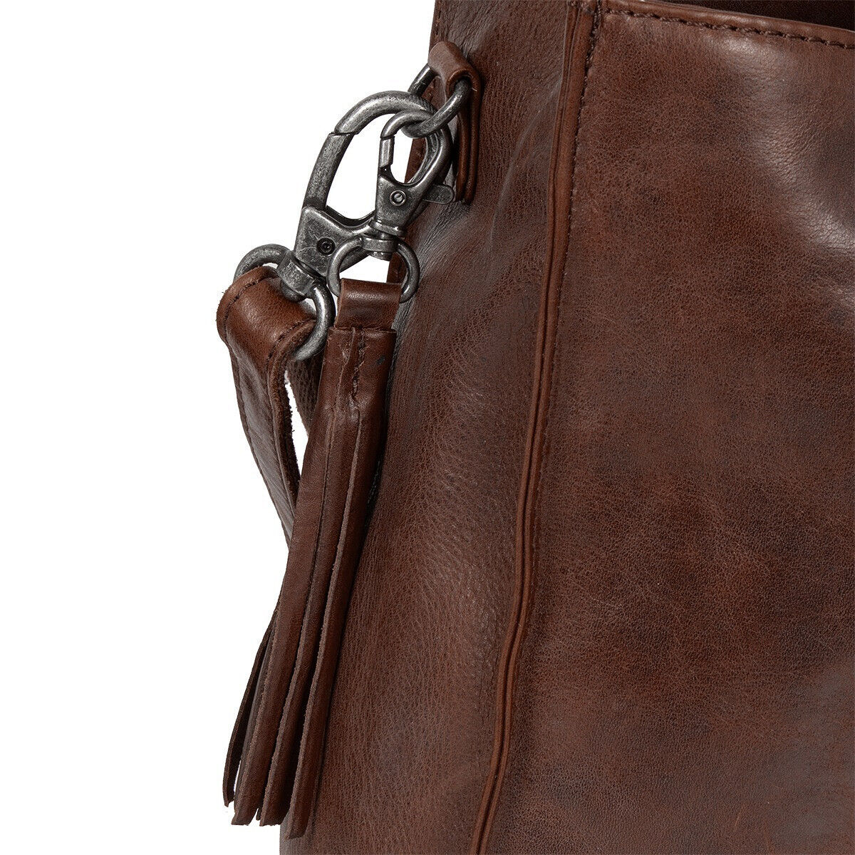 Justified Bags echt Leder Medium Damen Shopper Handtasche abnehmbarer Schultergurt Nynke dunkelbraun