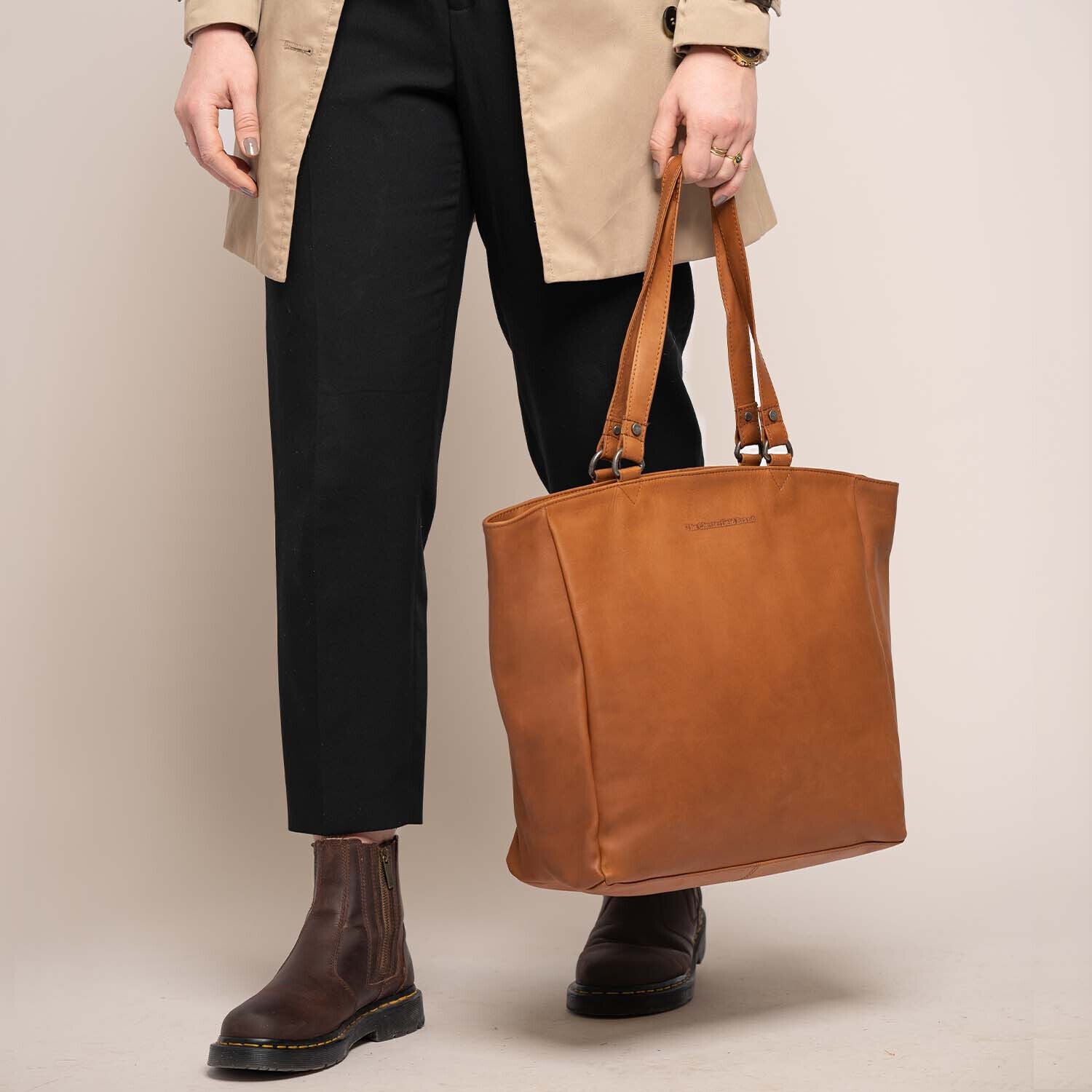 The Chesterfield Brand echt Leder Damen Shopper Handtasche Schultertasche Berlin cognac Laptopfach