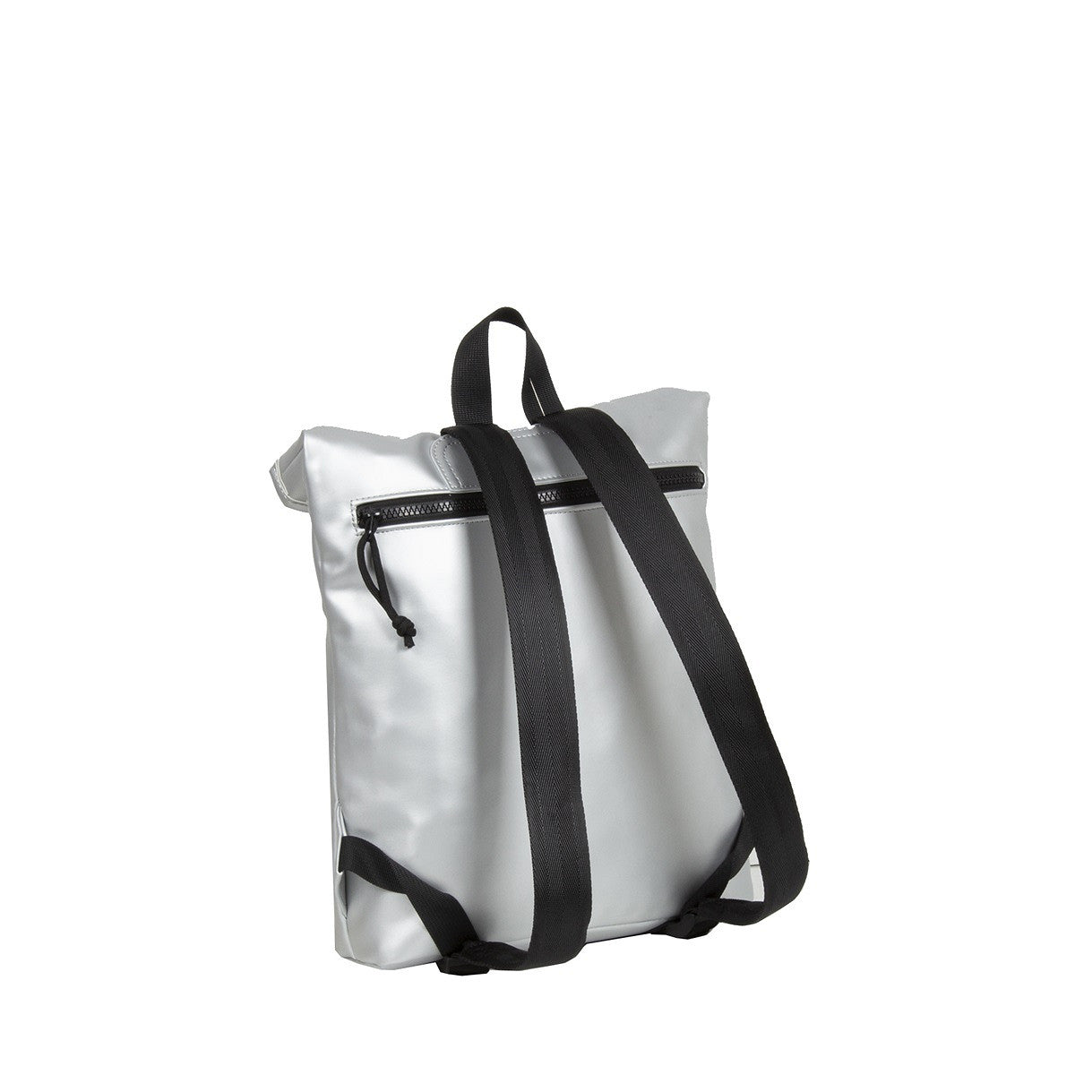 New Rebels Mart Roll Up Rolltop City Rucksack Los Angeles wasserabweisend metallic silver silber