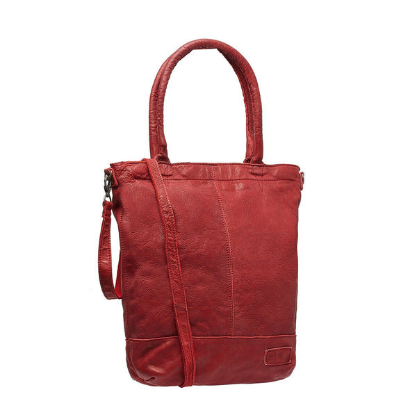 Justified Bags echt Leder Damen Shopper Handtasche Lederhenkel und abnehmbarer Schultergurt Amber rot