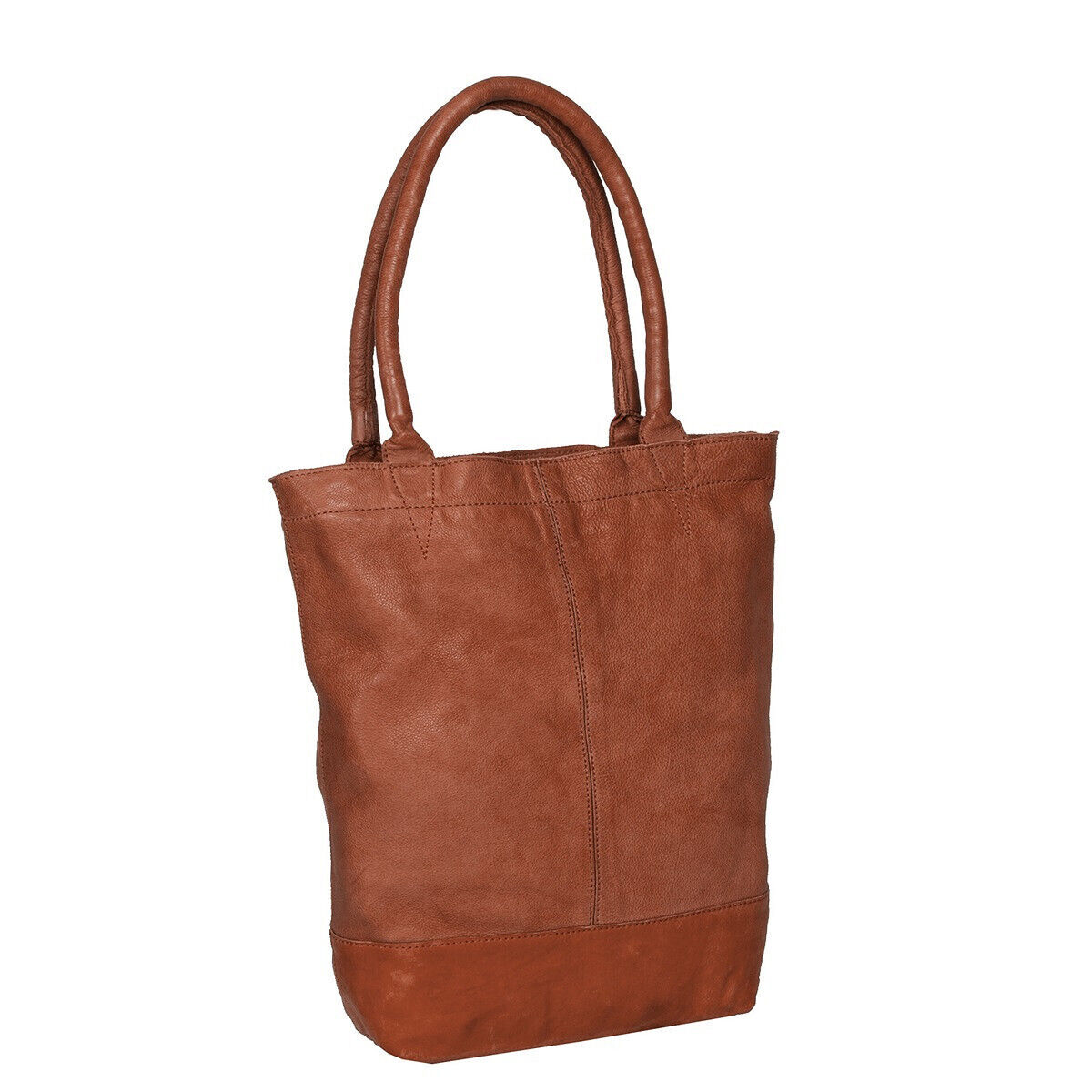 Justified Bags echt Leder Damen Shopper Handtasche Lederhenkel und abnehmbarer Schultergurt Amber cognac