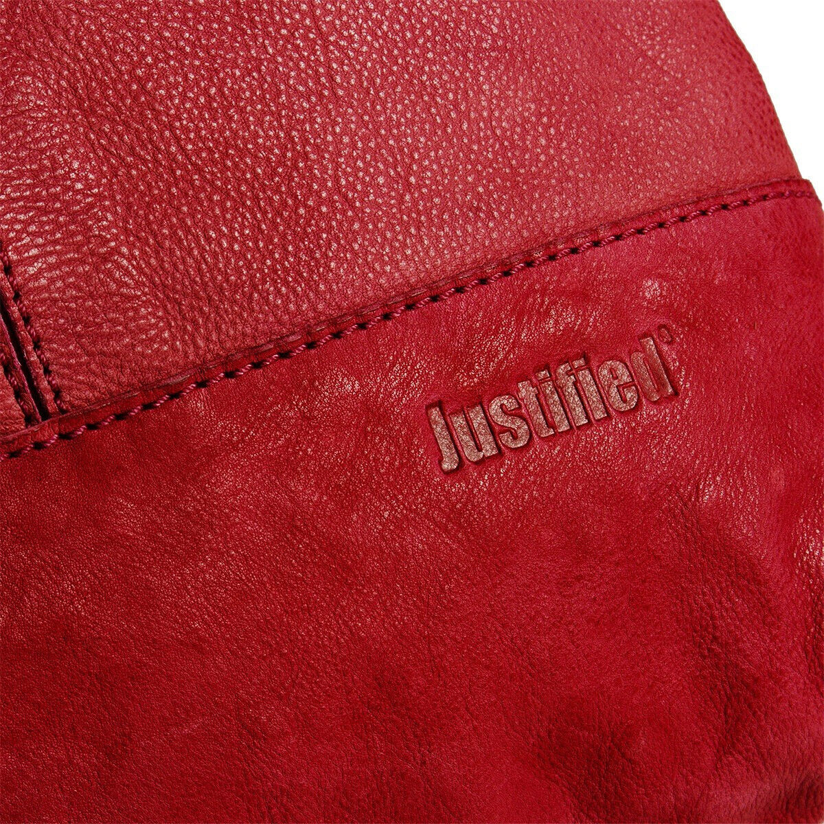 Justified Bags echt Leder Damen Shopper Handtasche Lederhenkel und abnehmbarer Schultergurt Amber rot