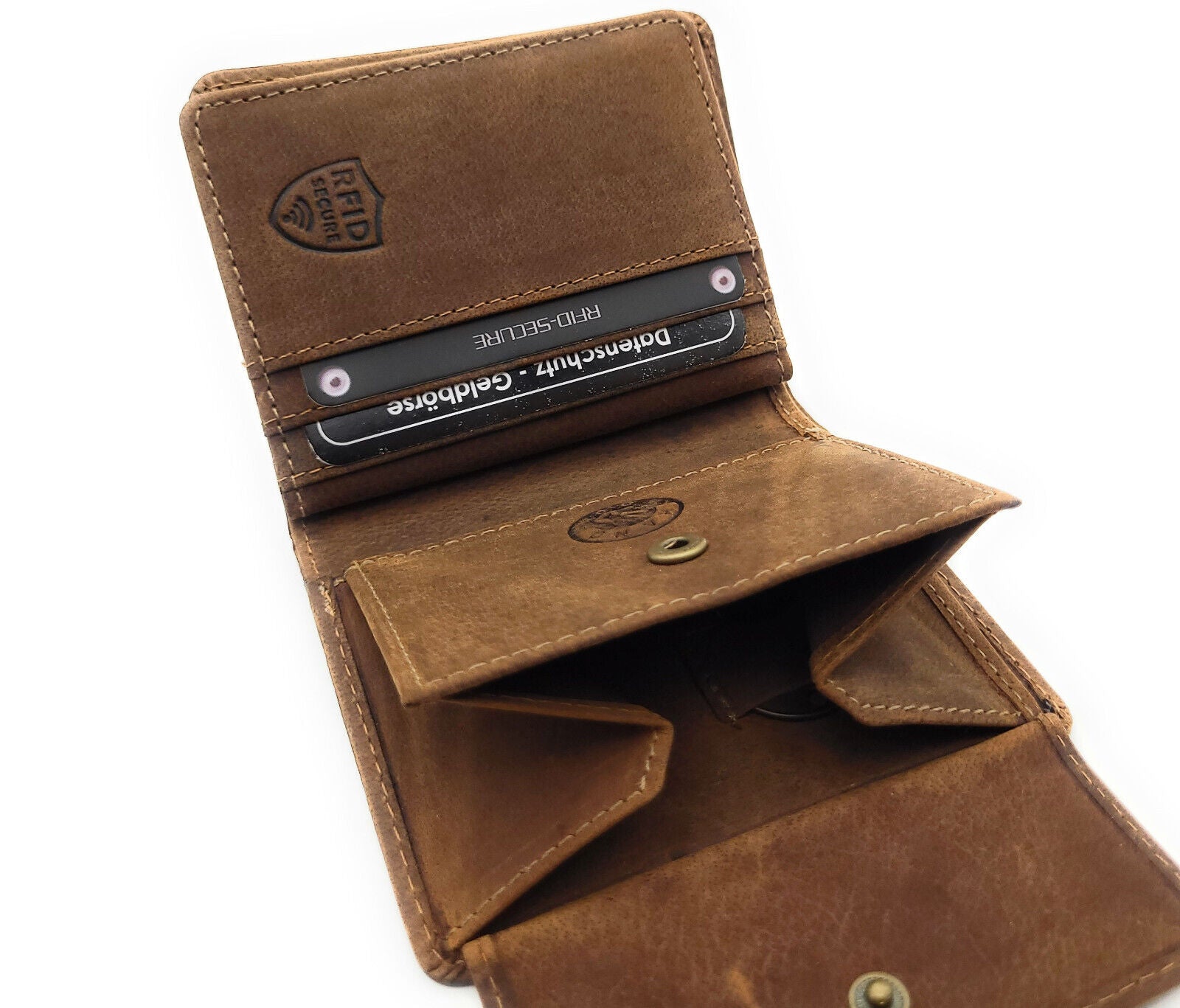 Jockey Club echt Leder Mini Geldbörse Portemonnaie mit RFID NFC Schutz Husky vintage grau