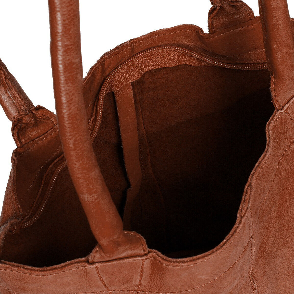 Justified Bags echt Leder Damen Shopper Handtasche Lederhenkel und abnehmbarer Schultergurt Amber cognac