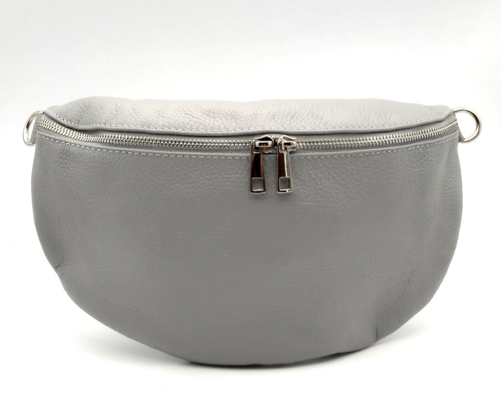 echt Leder XL Damen Crossbag Umhängetasche Schultertasche Handtasche made in Italy grau