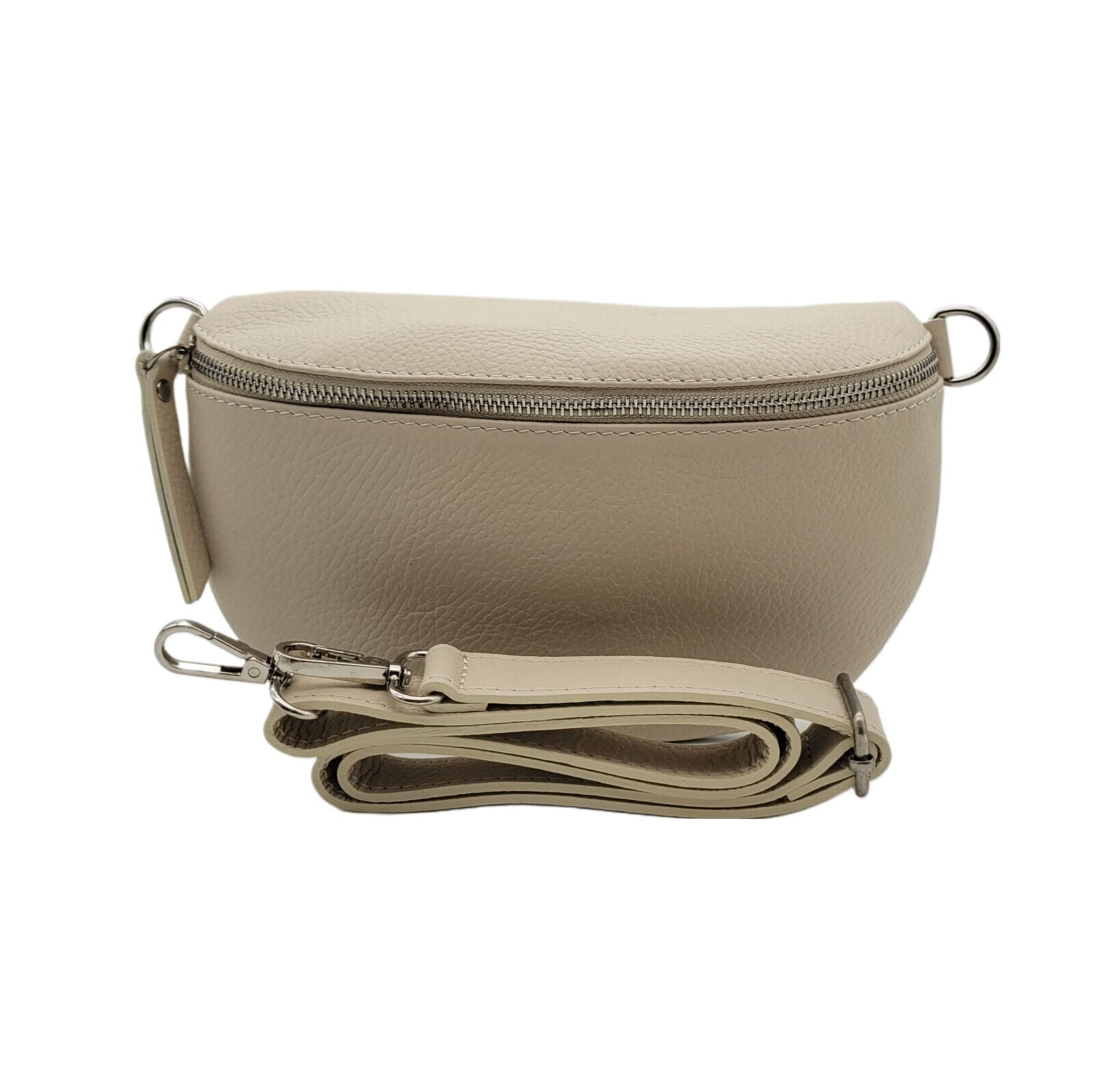 echt Leder Damen Crossbag Umhängetasche Schultertasche Handtasche made in Italy beige