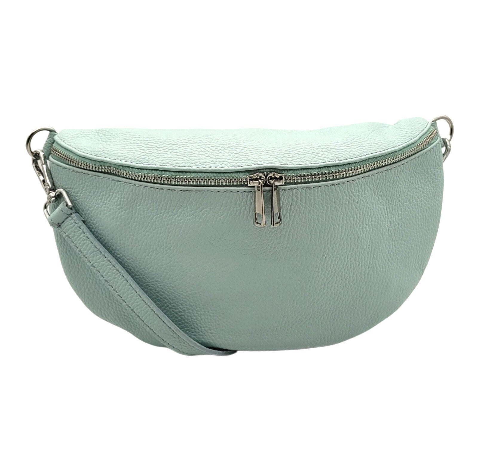 echt Leder XL Damen Crossbag Umhängetasche Schultertasche Handtasche made in Italy mint grün