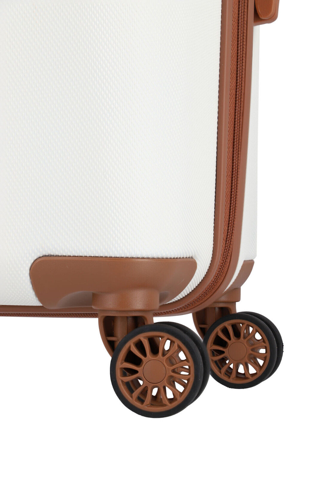 Travelite Bali Reisekoffer L Trolley Koffer 77cm 4 Rad / Rollen TSA Hartschale weiß cognac