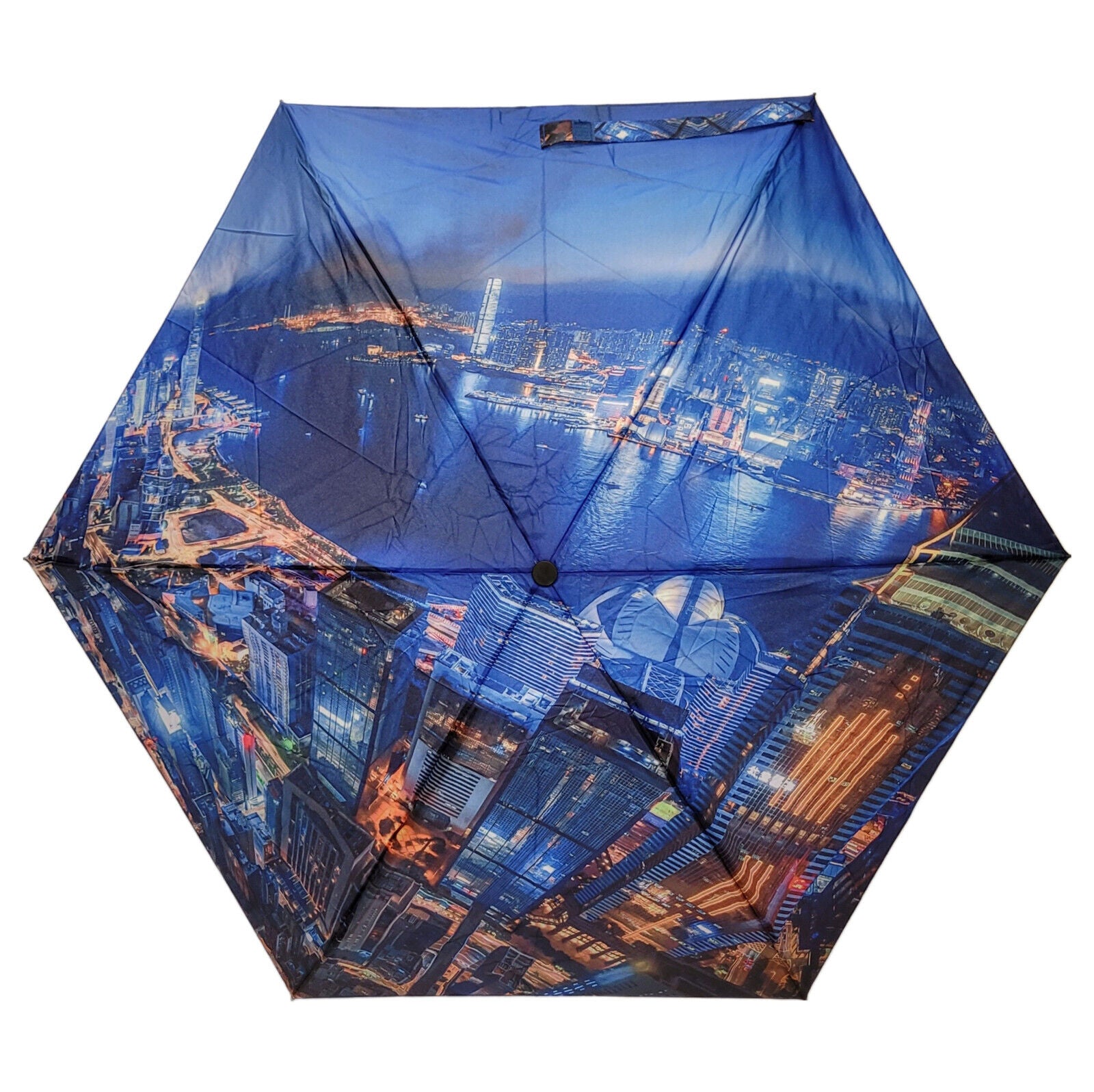 kompakter Regenschirm Taschenschirm Schirm Auf-Zu Automatik Hongkong Skyline