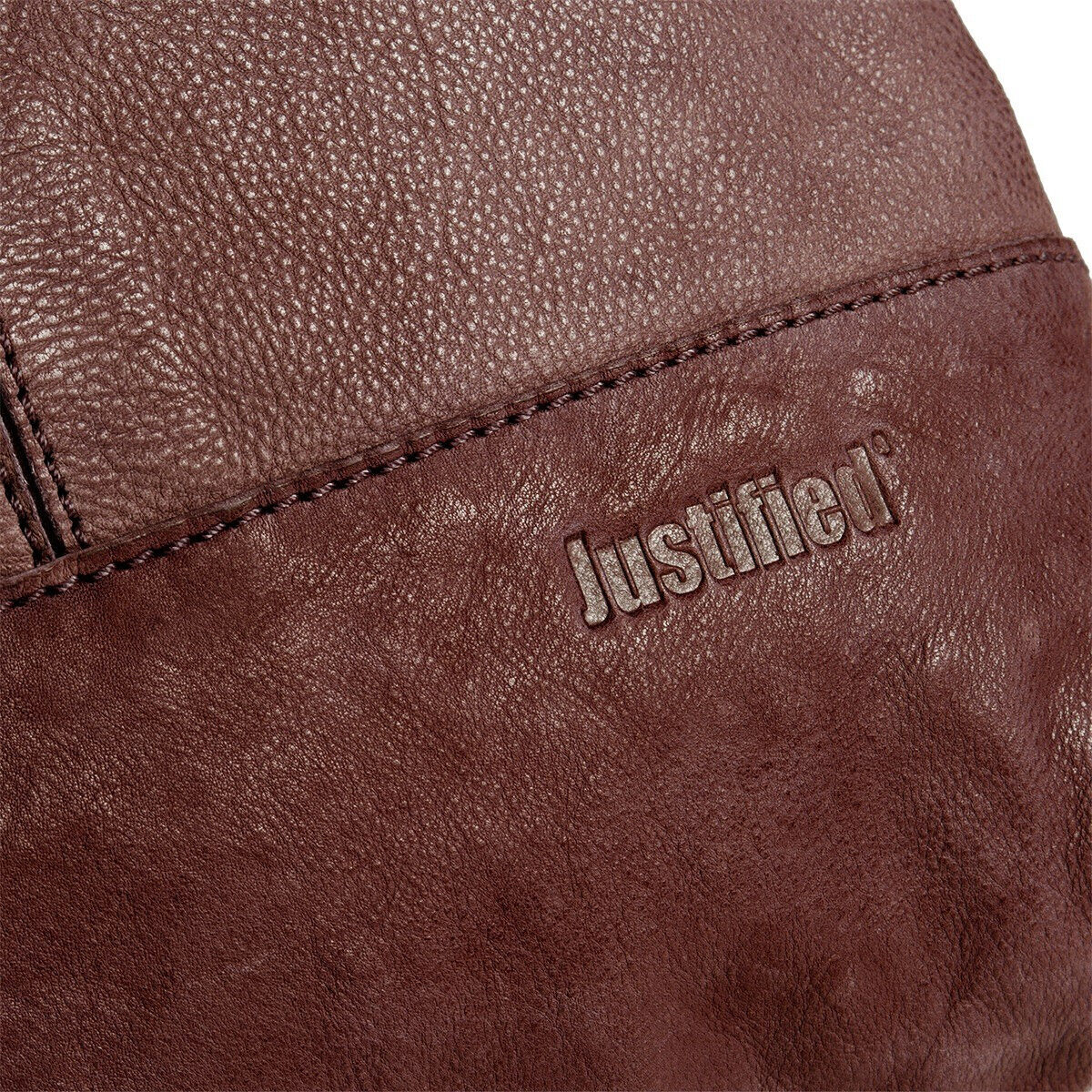 Justified Bags echt Leder Damen Shopper Handtasche Lederhenkel und abnehmbarer Schultergurt Amber dunkelbraun