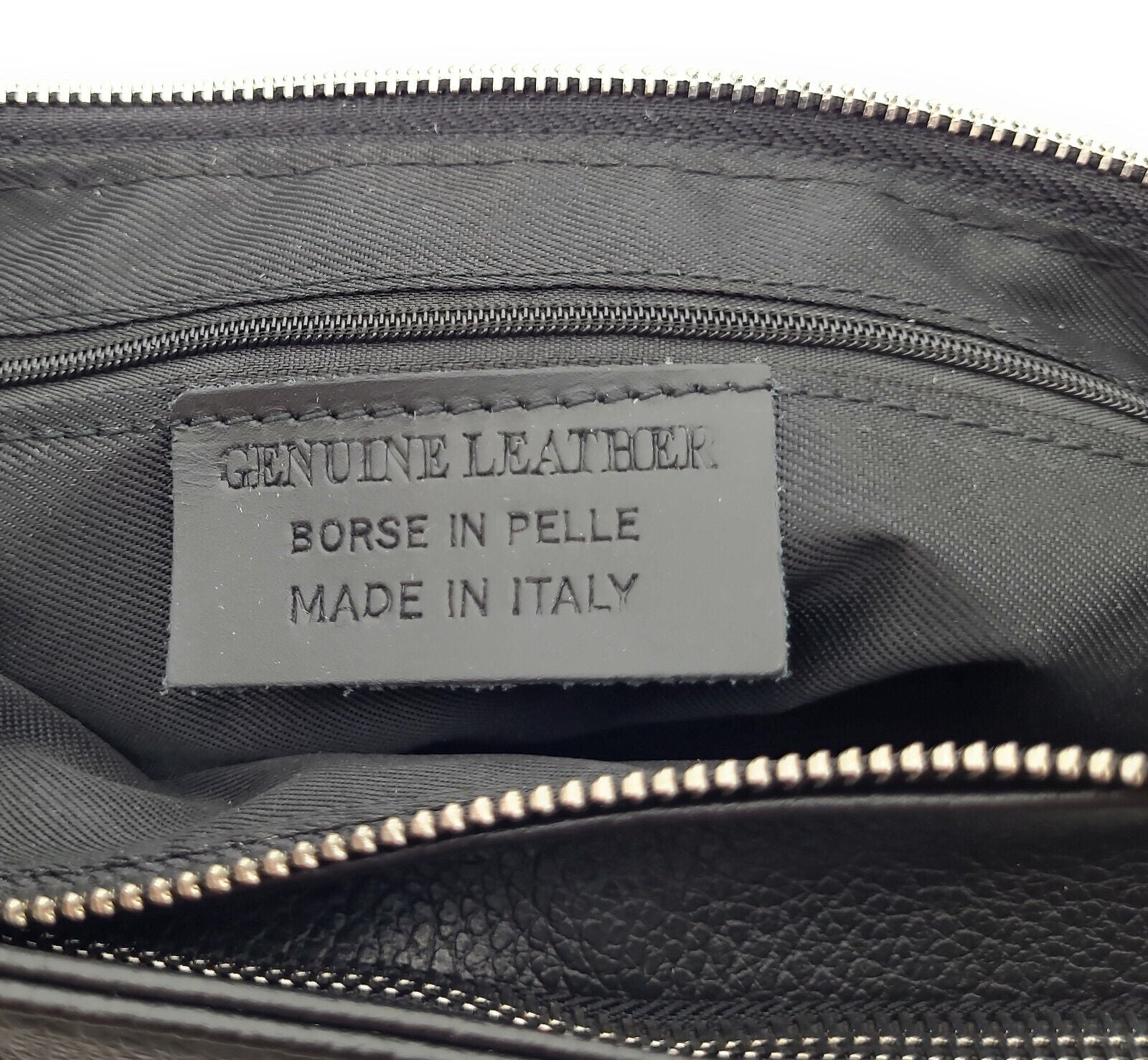 kleine echt Leder Handtasche Umhängetasche mit zwei Gurten "made in Italy" schwarz