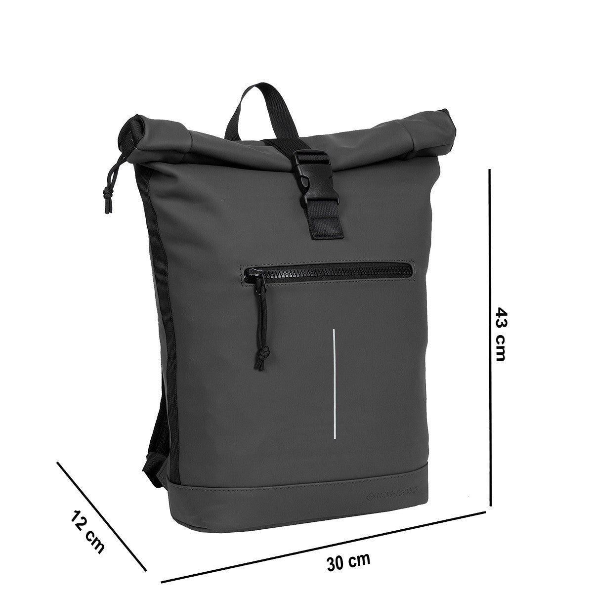 New Rebels Mart Roll Up Rolltop Kurier Rucksack New York, wasserabweisend, Laptopfach schwarz