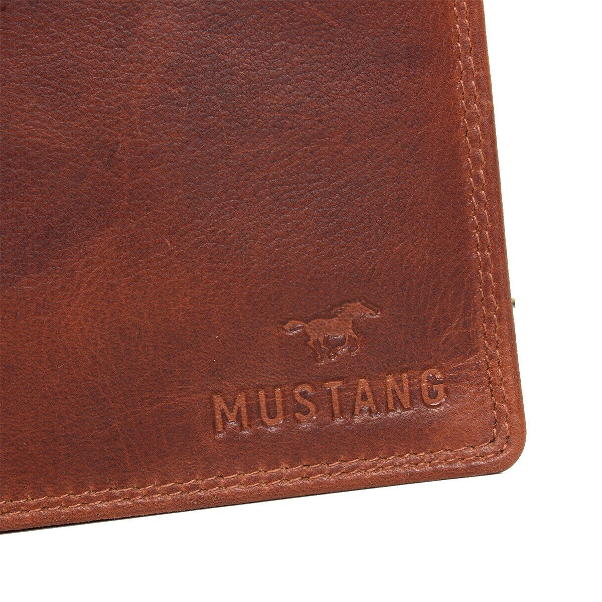 Mustang echt Leder Herren Geldbörse Portemonnaie "Udine" schön flach cognac braun