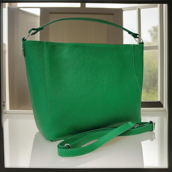 echt Leder Damen Handtasche Umhängetasche Shopper Schultertasche "made in Italy" grün