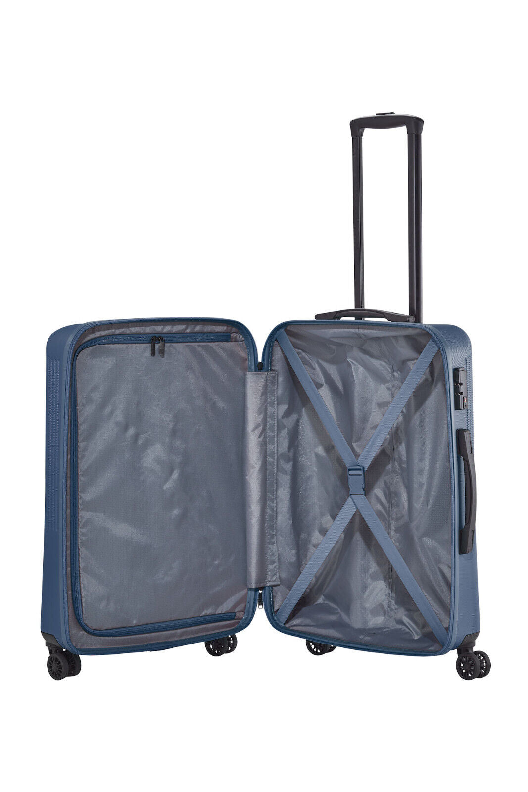 Travelite Bali Reisekoffer M Trolley 67cm 4 Rad Rollen TSA Hartschale blau