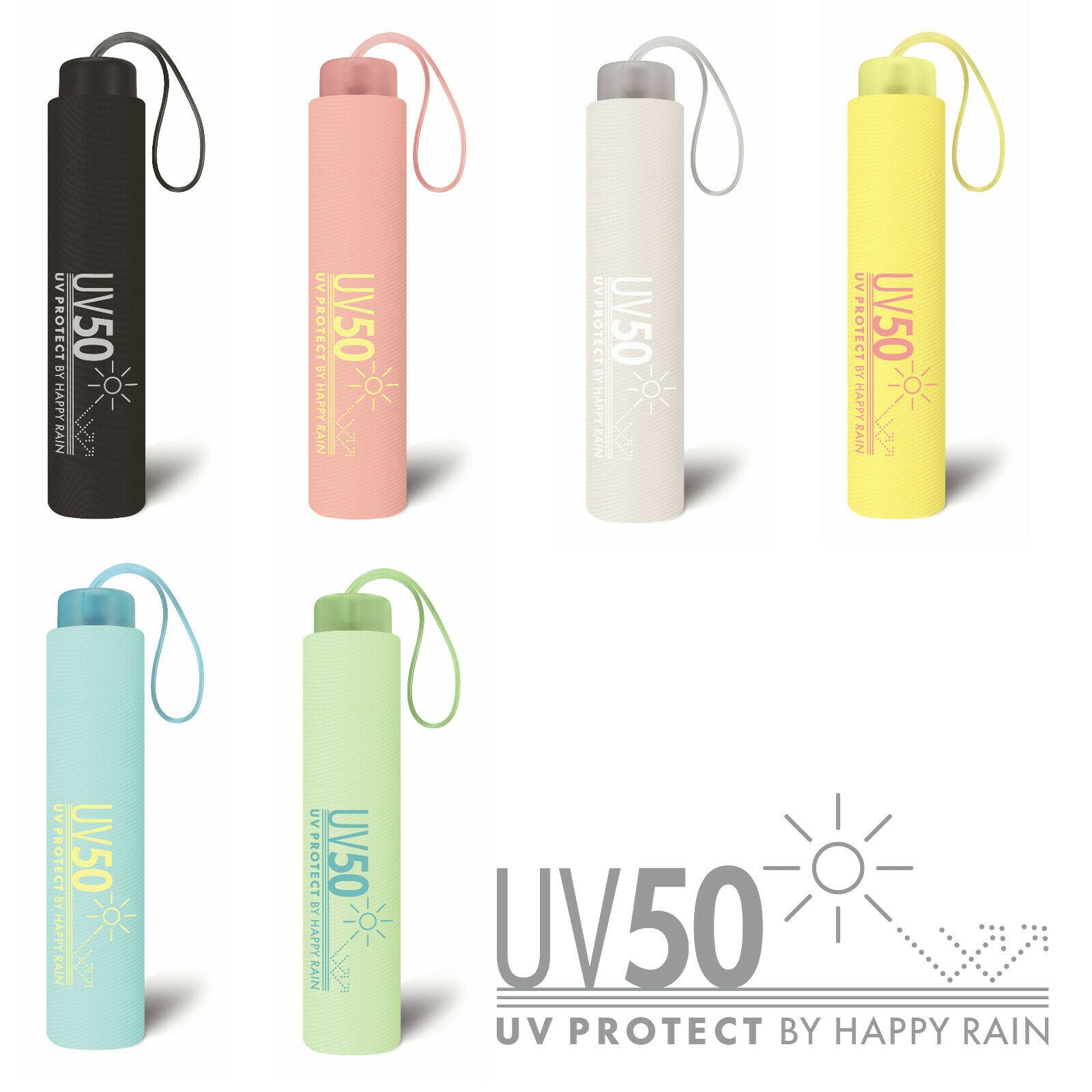 Happy Rain Regenschirm Taschenschirm "Sonnenschirm" UV50 Protect mit UV Schutz