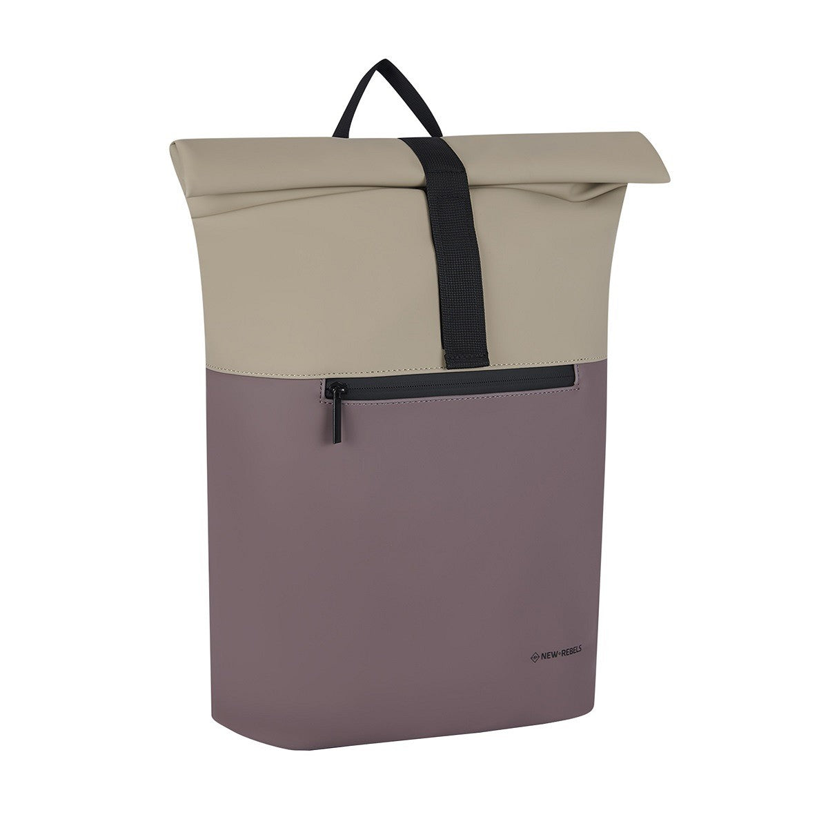 New Rebels eleganter Roll Up Kurier Rucksack Fane Montgomery wasserabweisend, Laptopfach beige / old purple