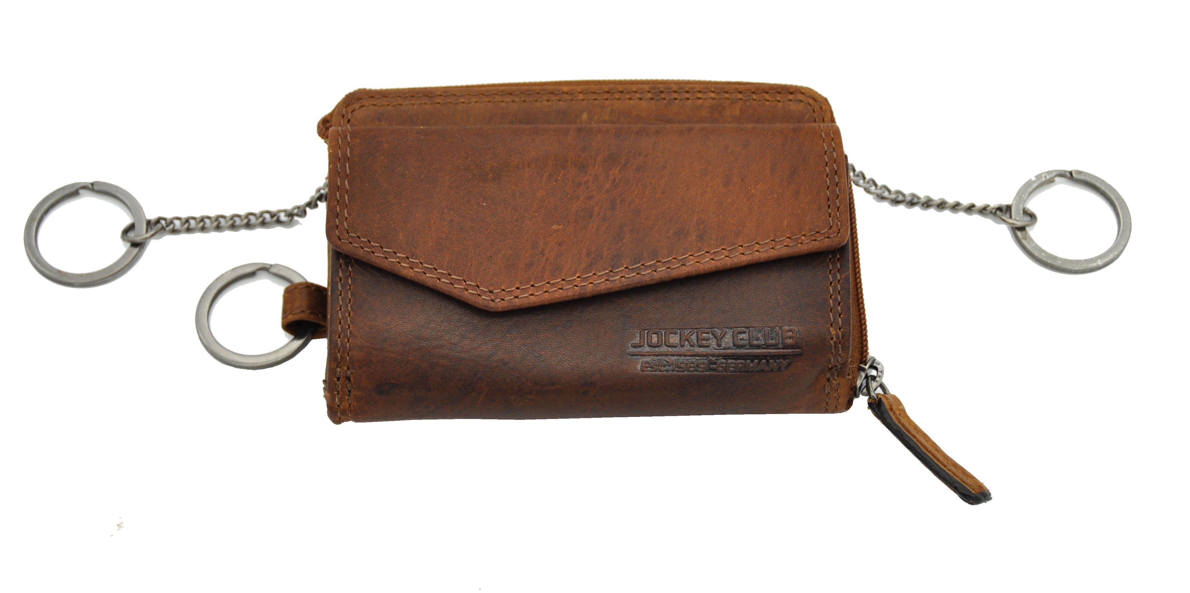 Jockey Club XL Schlüssel-Etui Mappe Schlüsseltasche Sauvage-Leder cognac braun mit RFID Schutz