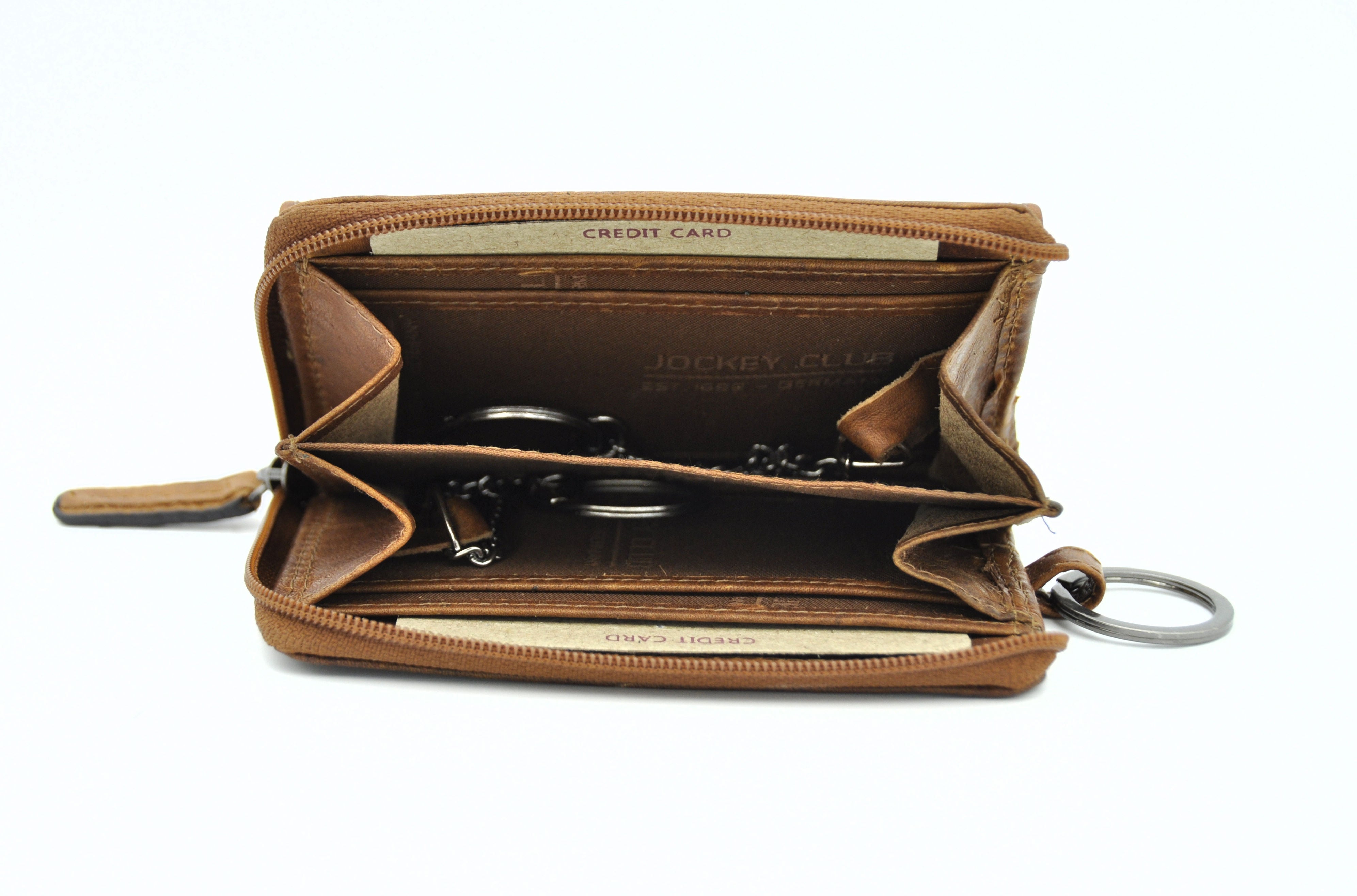 Jockey Club XL Schlüssel-Etui Mappe Schlüsseltasche Sauvage-Leder cognac braun mit RFID Schutz