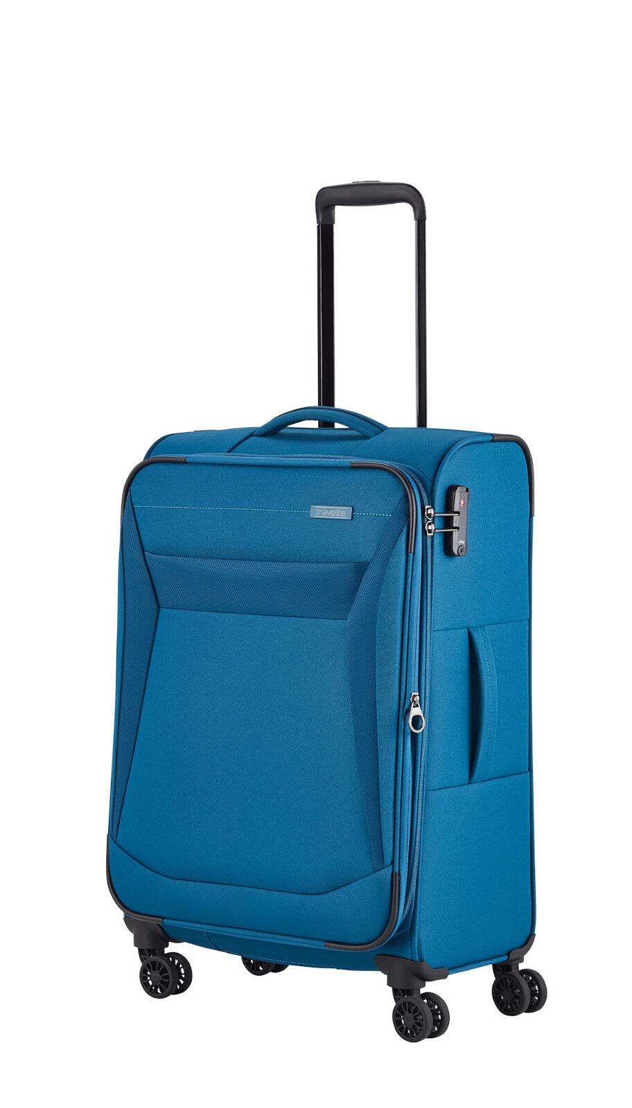 Travelite Chios Reisekoffer M Trolley Koffer 67cm 4 Rad / Rollen Dehnfalte TSA petrol