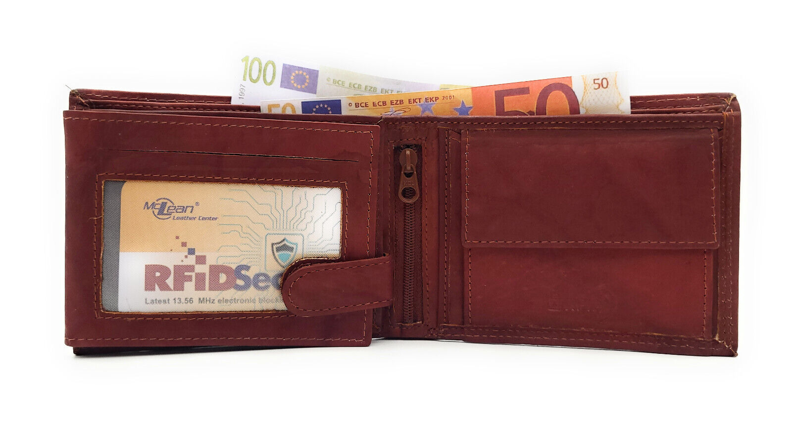 McLean echt Leder Geldbörse Portemonnaie Geldbeutel mit RFID Schutz rusty red