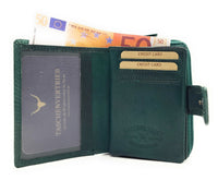 Jockey Club kleine echt Leder Geldbörse Portemonnaie Geldbeutel mit RFID Schutz petrol