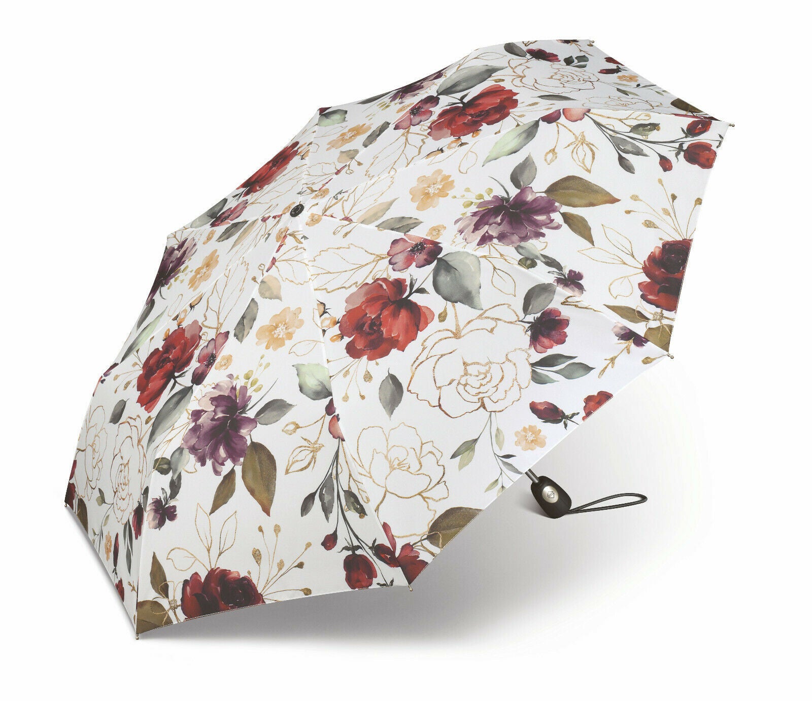 Pierre Cardin Damen Automatik Regenschirm Taschenschirm Pivoine Blumen Blüten