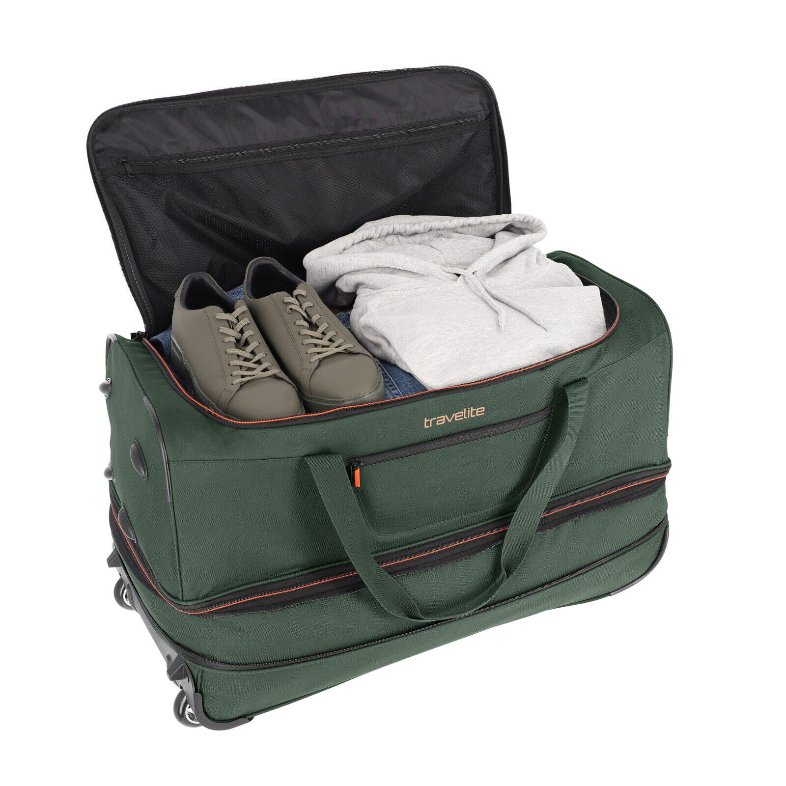 Travelite 2-Rad Trolley Roll-Reisetasche mit Rollen Basics L erweiterbar grün